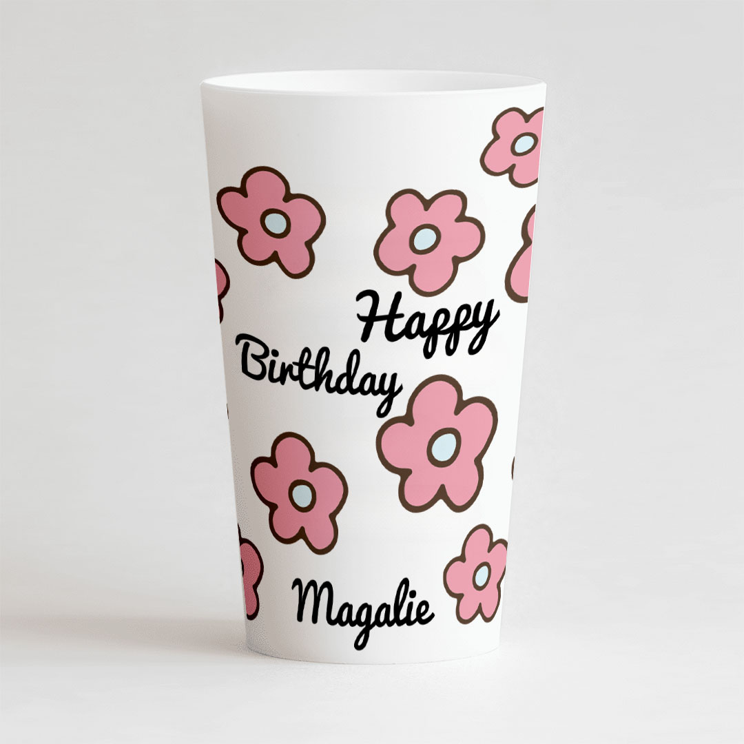 Gobelet Personnalisé Anniversaire Adulte Fleur Hippie Rose ou  Bleu – CUP 25-33 Digital