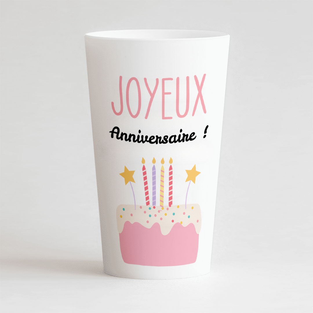 Gobelet personnalisé Anniversaire Enfant Gâteau Rose – CUP 25-33 Digital