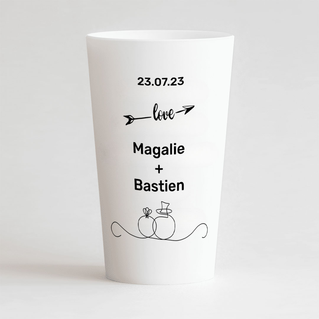 Gobelet Personnalisé Mariage Love Noir et Blanc – CUP 25-33 Digital